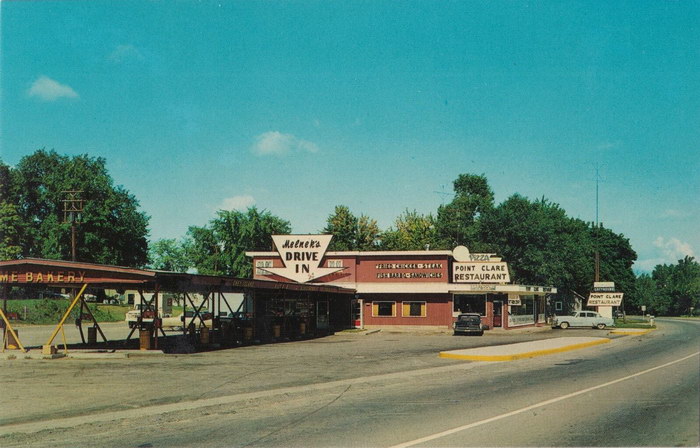 Clare MI 1950s DRIVE IN RESTAURANT Melneks Point Clare Drive-In COCKTAILS!